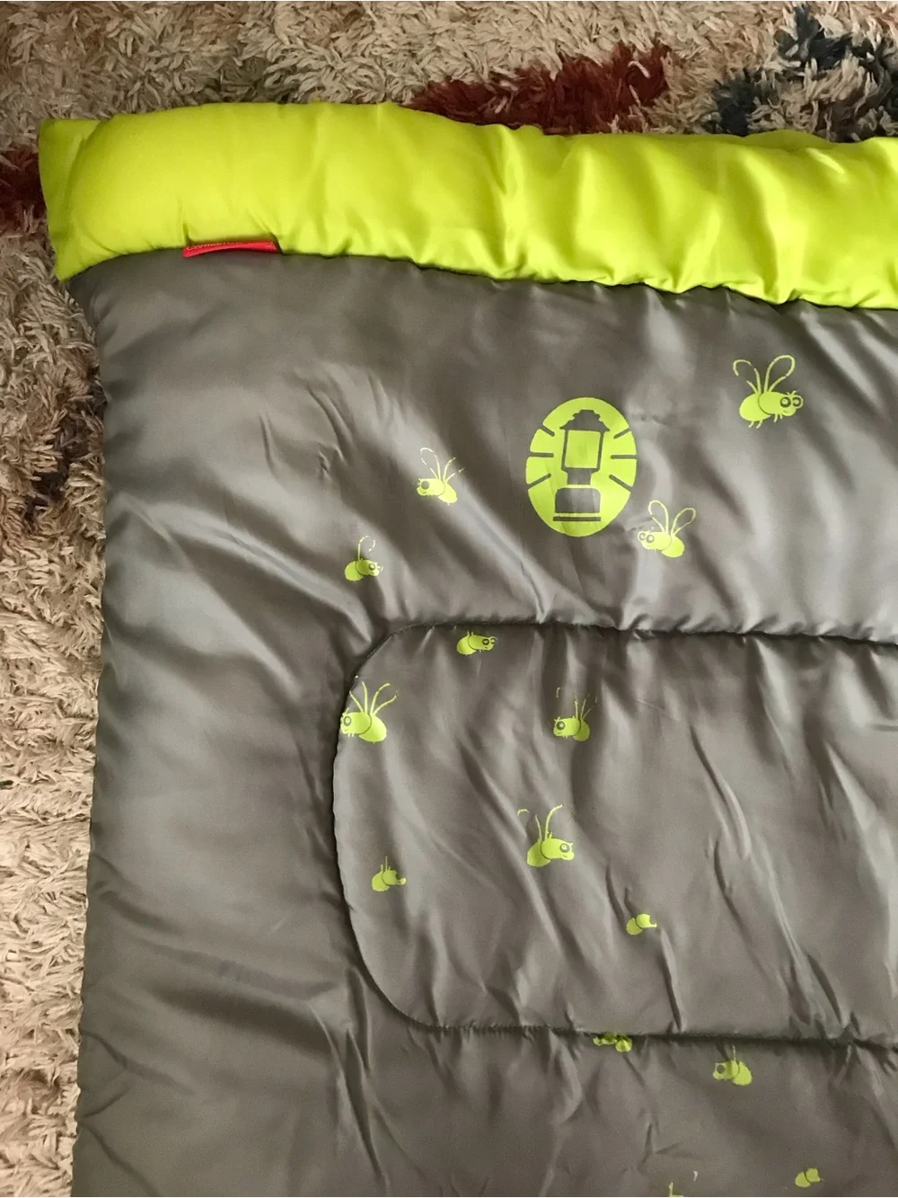 Coleman Gray and Lime Green Kids' Camping Sleeping Bag up to 5 ft